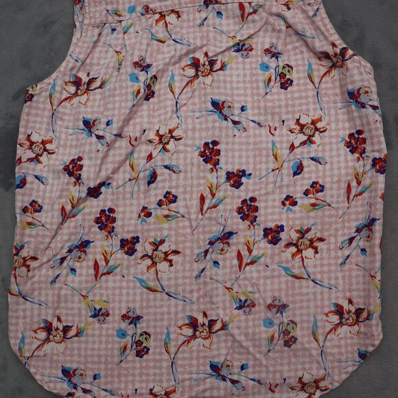 Red Rover Shirt Womens 10 Pink Floral Sleeveless Button Up Collared Top - Picture 16 of 16